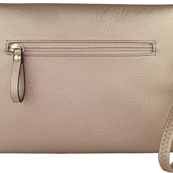 Fold-Over Envelope Wristlet Clutch Crossbody Bag with Tassel Accents - Picture 3 of 7